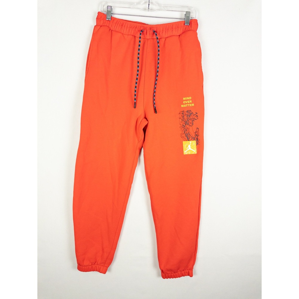 Jordan Mind Over Matter Graphic Jogger Sweatpants Mens M Orange Jumpman Streetwe